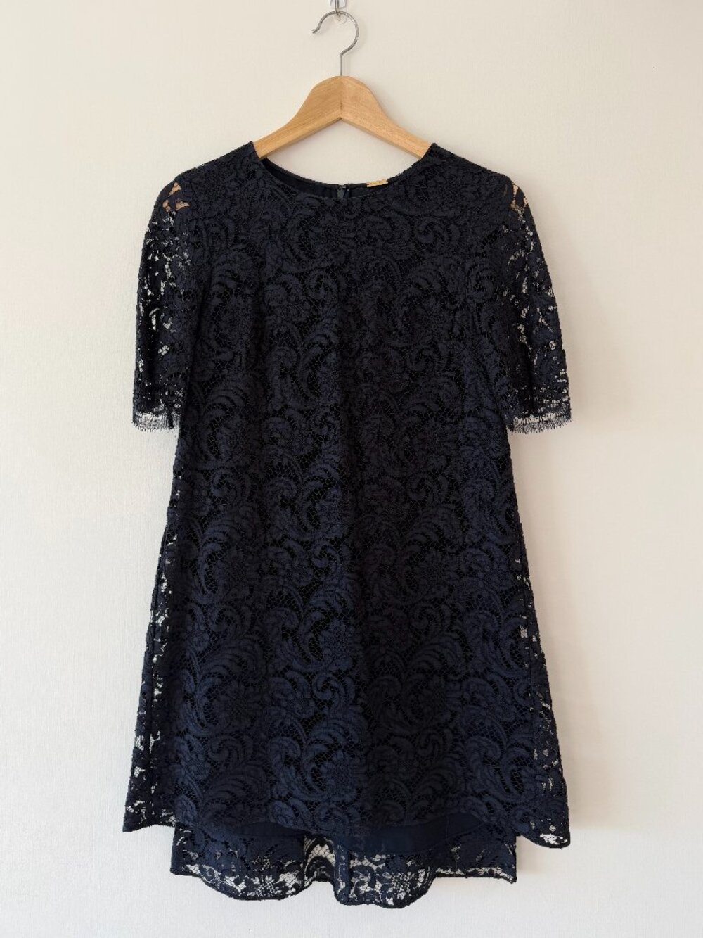 Adam Lippes Navy Lace Silk-Lined Dress Size 2 Made in USA